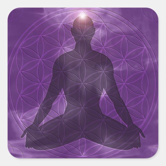 Crown Chakra Sahasrara Vierkante Sticker (Voorkant)