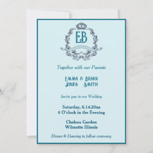 Crown Crest Initiaal Invitation Kaart