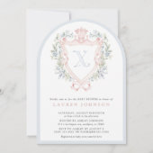 Crown Crest Monogram Roze Blauw Baby shower Kaart (Voorkant)