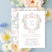 Crown Crest Monogram Roze Blauw Baby shower Kaart