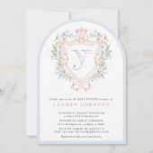 Crown Crest Monogram Roze Blauw Baby shower Kaart (Voorkant)