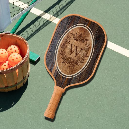 Crown Crest Wood Tone Monogram Oval Pickleball Paddle