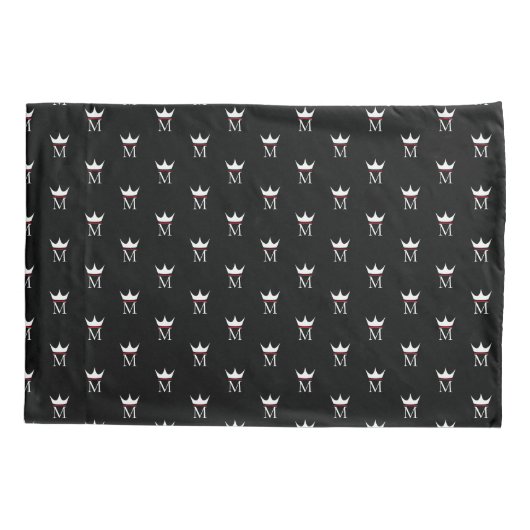 Crown Elegant Monogram Pattern Black White en Red Kussensloop (Achterkant)