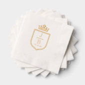 Crown Family Crest 2 Initiaal Bruiloft Monogram #2 Folie Servetten (Insitu (Gestapeld))