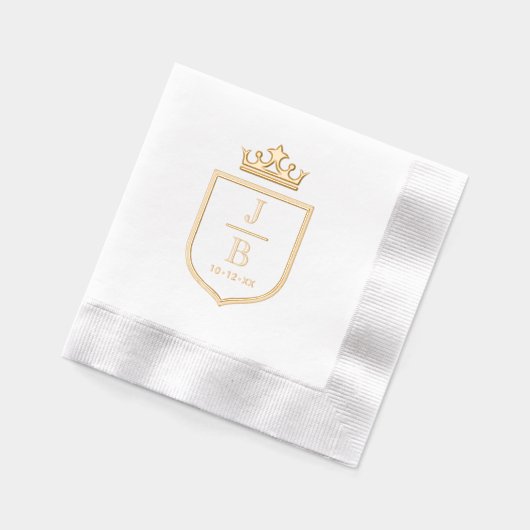 Crown Family Crest 2 Initiaal Bruiloft Monogram #2 Folie Servetten (Links)