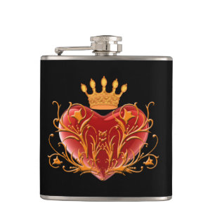 Crown Filigree Heart Flask Heupfles