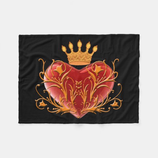 Crown Filigree Heart Fleece Blanket Deken (Voorkant (Horizontaal))