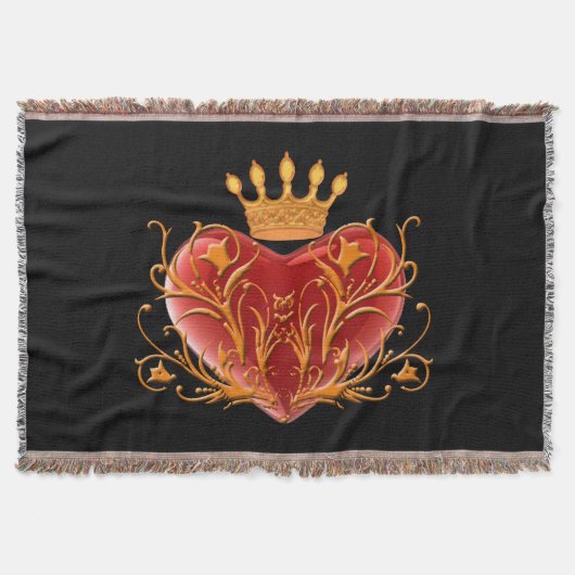 Crown Filigree Heart Throw Blanket Deken (Voorkant)