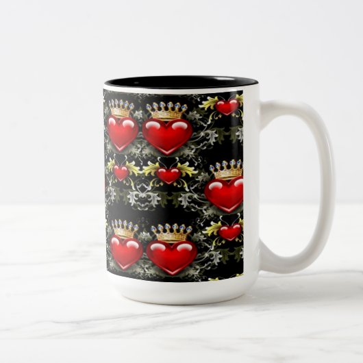 Crown Jewel Hearts Pattern Coffee Mok (Rechts)