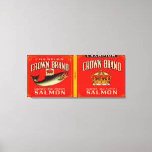 Crown Merk Salmon Label Canvas Afdruk