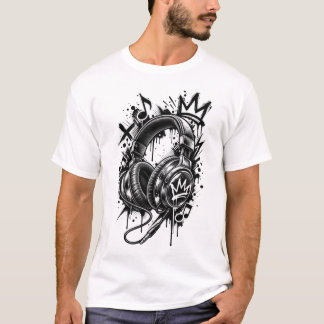 Crown Music Headphones Graffiti – Krachtig Zwart e T-shirt