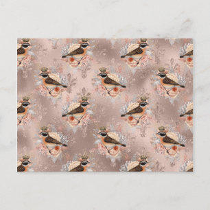 Crown Royal Vogels Roze Vintage Bloem Fleur De Lis Briefkaart