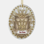 Crown Shield Family Crest Achternaam Keramisch Ornament (Rechts)