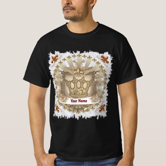 Crown Shield Family Crest Surname T-shirt (Voorkant)
