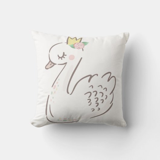Crown Swan Baby Girl Boho Etheral Nursery Pillow Kussen (Voorkant)