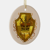 Crown Sword Shield achternaam Keramisch Ornament (Rechts)