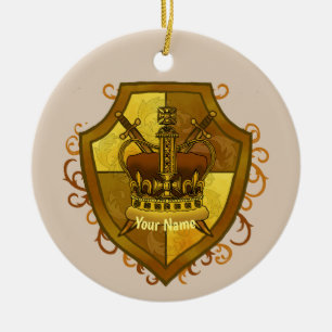 Crown Sword Shield achternaam Keramisch Ornament