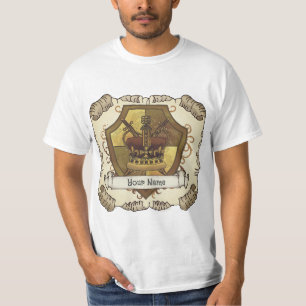 Crown Sword Shield achternaam T-shirt