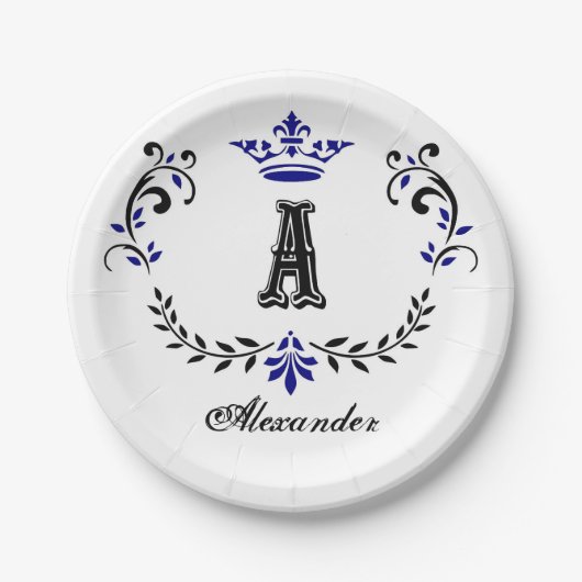 Crown Wreater A Monogram Wedding Papieren Bordje (Voorkant)