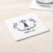 Crown Wreater A Monogram Wedding Vierkante Kartonnen Onderzetter (Schuin)