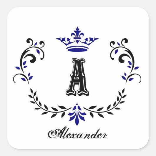Crown Wreater A Monogram Wedding Vierkante Sticker (Voorkant)