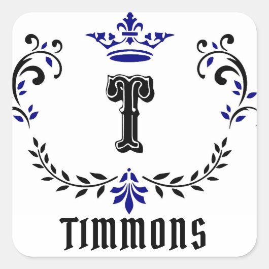 Crown Wreath Monogram "T" Personaliseer Sticker (Voorkant)