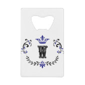 Crown Wreath Monogram "W" Kredietkaart Flessenopener (Voorkant)