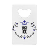Crown Wreath Monogram "W" Kredietkaart Flessenopener (Achterkant)