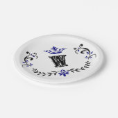 Crown Wreath Monogram "W" Papieren Bordje (Gekanteld)