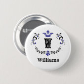 Crown Wreath Monogram "W" Ronde Button 5,7 Cm (Voorkant /achterkant)