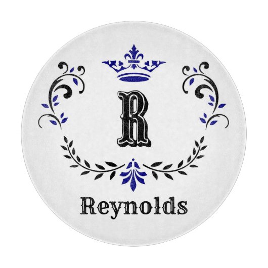 Crown Wreator Monogram "R", gepersonaliseerd Snijplank (Voorkant)