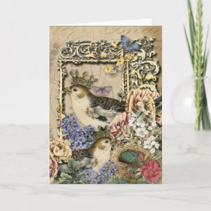 Crowned Birds - blanco begroetingsnotitie Kaart