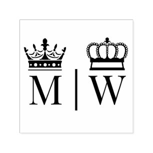 Crowned Bruid Bruidegom Trouw 2 Initiaal Monogram Zelfinktende Stempel