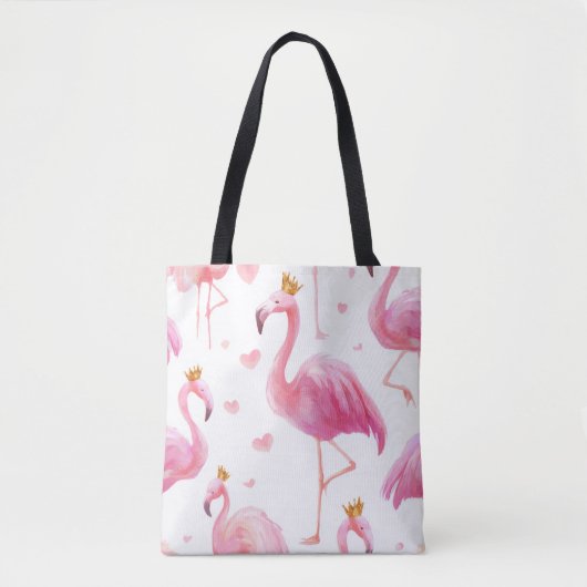 Crowned Flamingo – Luxe Island Vibes Tote Draagtas (Voorkant)