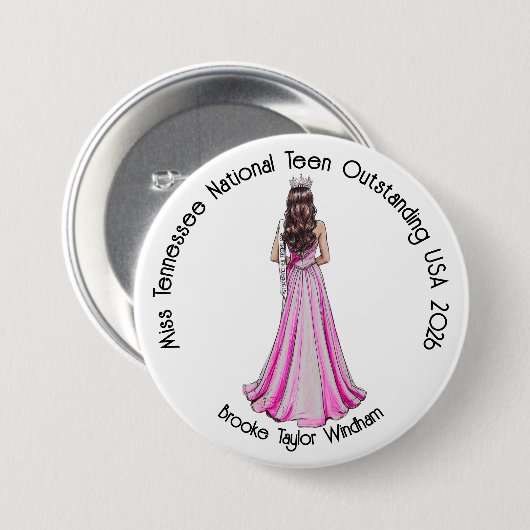 Crowned Queen Custom Pageant Button (Voorkant /achterkant)