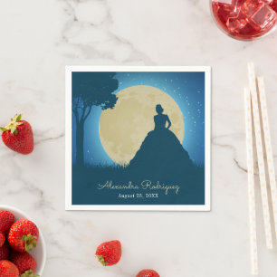 Crowned Silhouette met Moon Quinceanera Servet