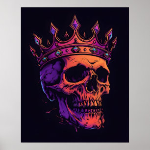 Crowned Skull beroemd gemaakt door Neon Royalty Po Poster