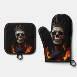 Crowned Skull Gothic Halloween Mitt Set
