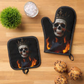 Crowned Skull Gothic Halloween Mitt Set (Top down)