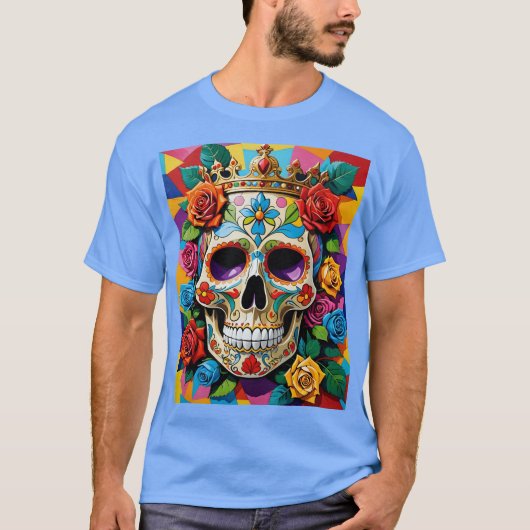 Crowned Sugar Skull Art T-shirt (Voorkant)