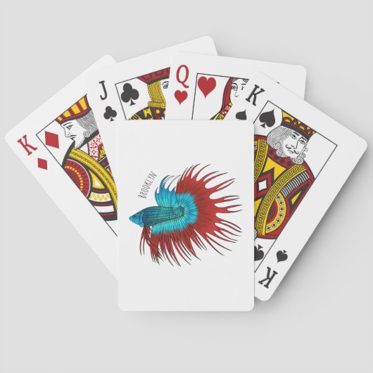 Crowntail betta fish cartoon illustration pokerkaarten (Achterkant)