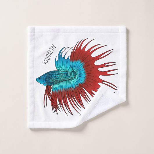 Crowntail betta fish dessin animé (Gant de toilette)