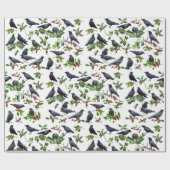Crows Holly Wrapping Paper Cadeaupapier (Vlak)