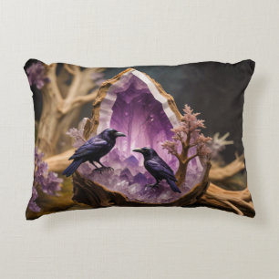 Crows Ravens Amethyst Crystal Fantasy Accent Kussen