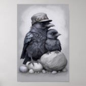 Crows Rock ! Poster avec des corbeaux parents et e (Devant)