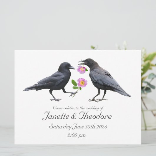 Crows Roses Wedding Invitation (Debout devant)