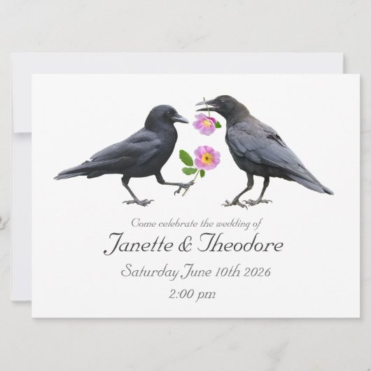 Crows Roses Wedding Invitation (Devant)