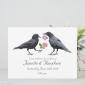 Crows Roses Wedding Invitation Kaart (Staand voorkant)