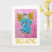 Croyez en Ange - Carte de Noël (Fleur jaune)