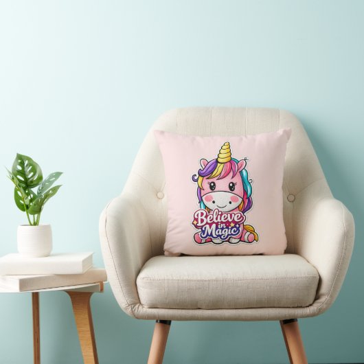 "Croyez en la Magie" Coussin Licorne (Chaise)